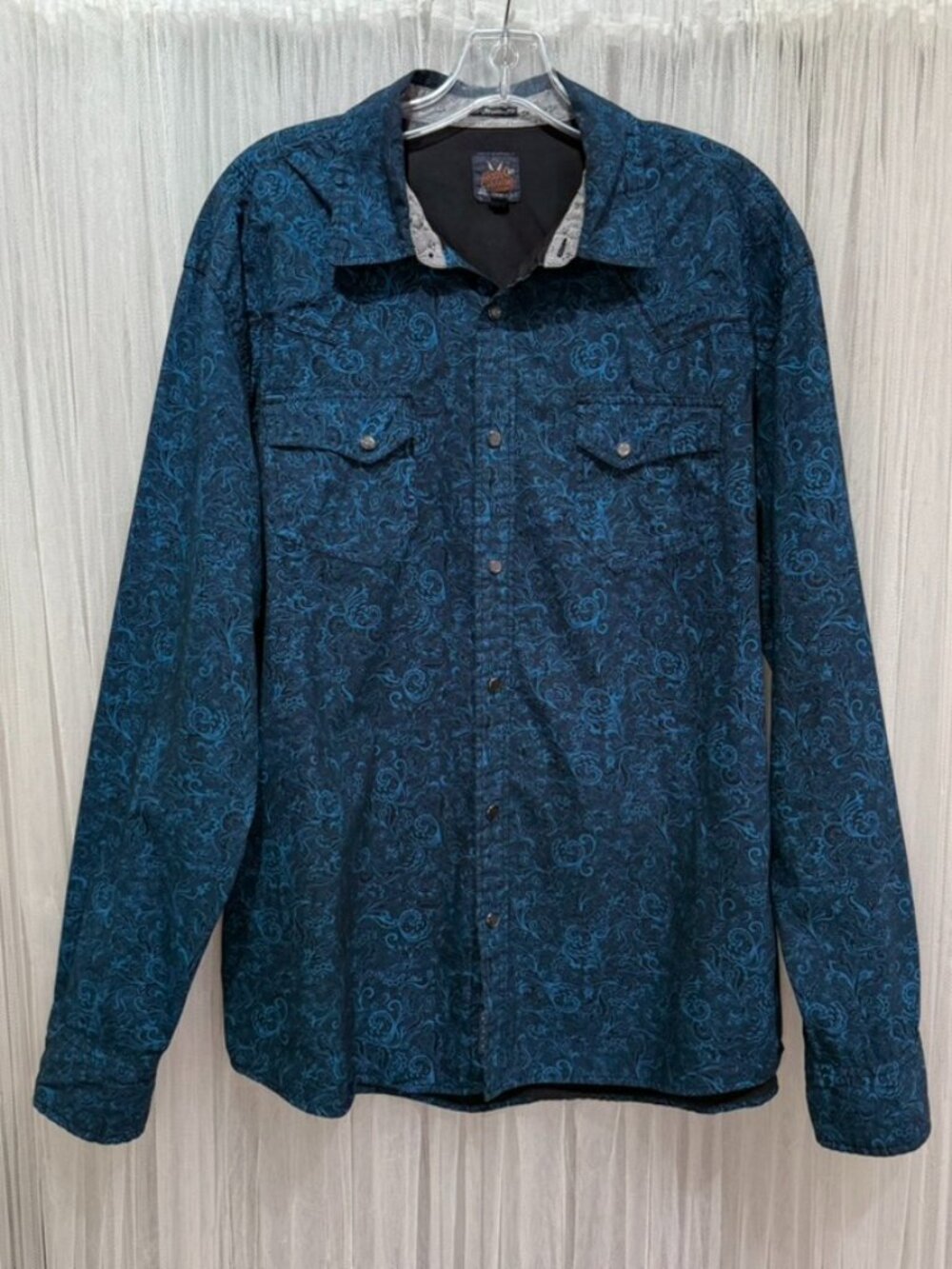 Moonshine Spirit by Brad Paisley Men's Large Western Pearl Snap Shirt Blue Black